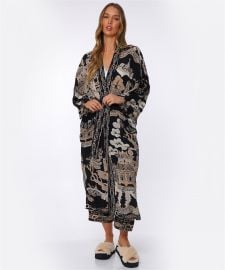 One Hundred Stars Black Giant Willow Long Kimono Jules B at Jules B